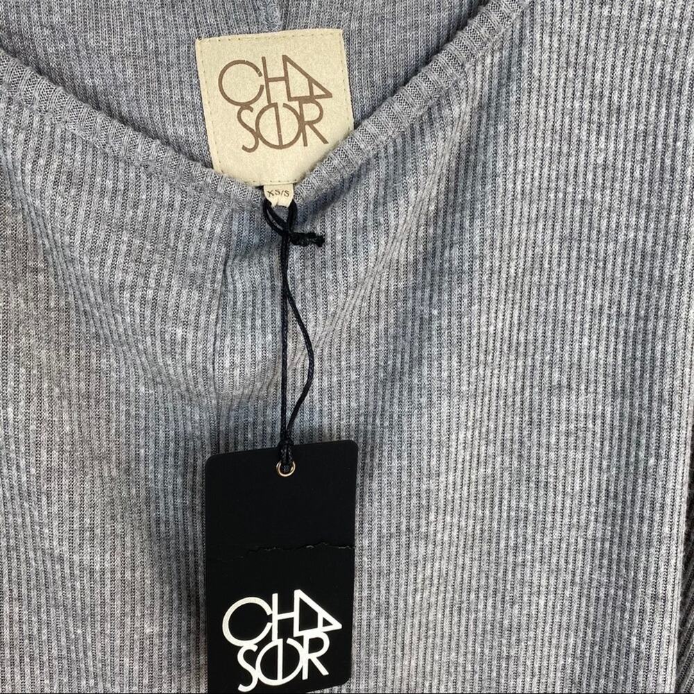 Chaser Oversized Gray Lightweight Ribbed Knit Slouchy Poncho Cape Boho XS/S NEW - Picture 3 of 7